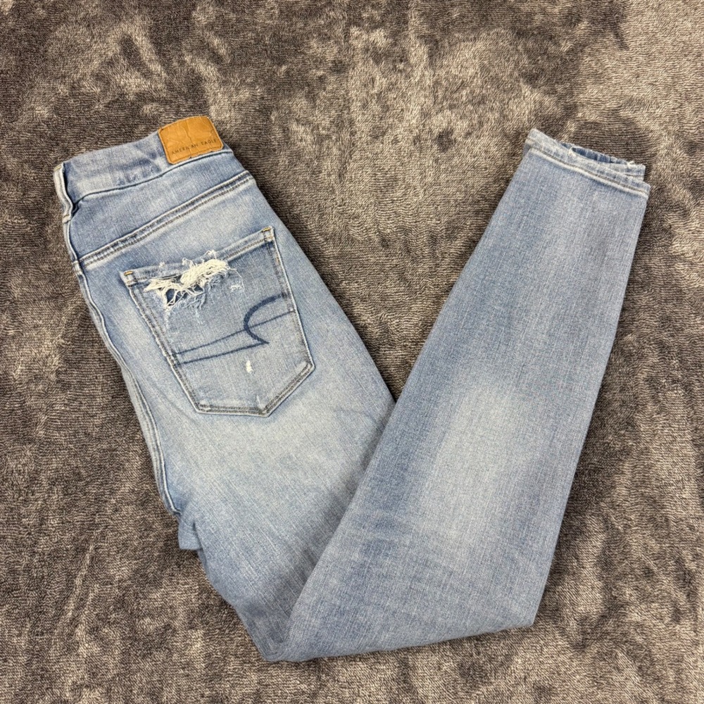 American Eagle Jegging Women 8 Blue The Dream Jean Curvy Super Hi-Rise Ripped
